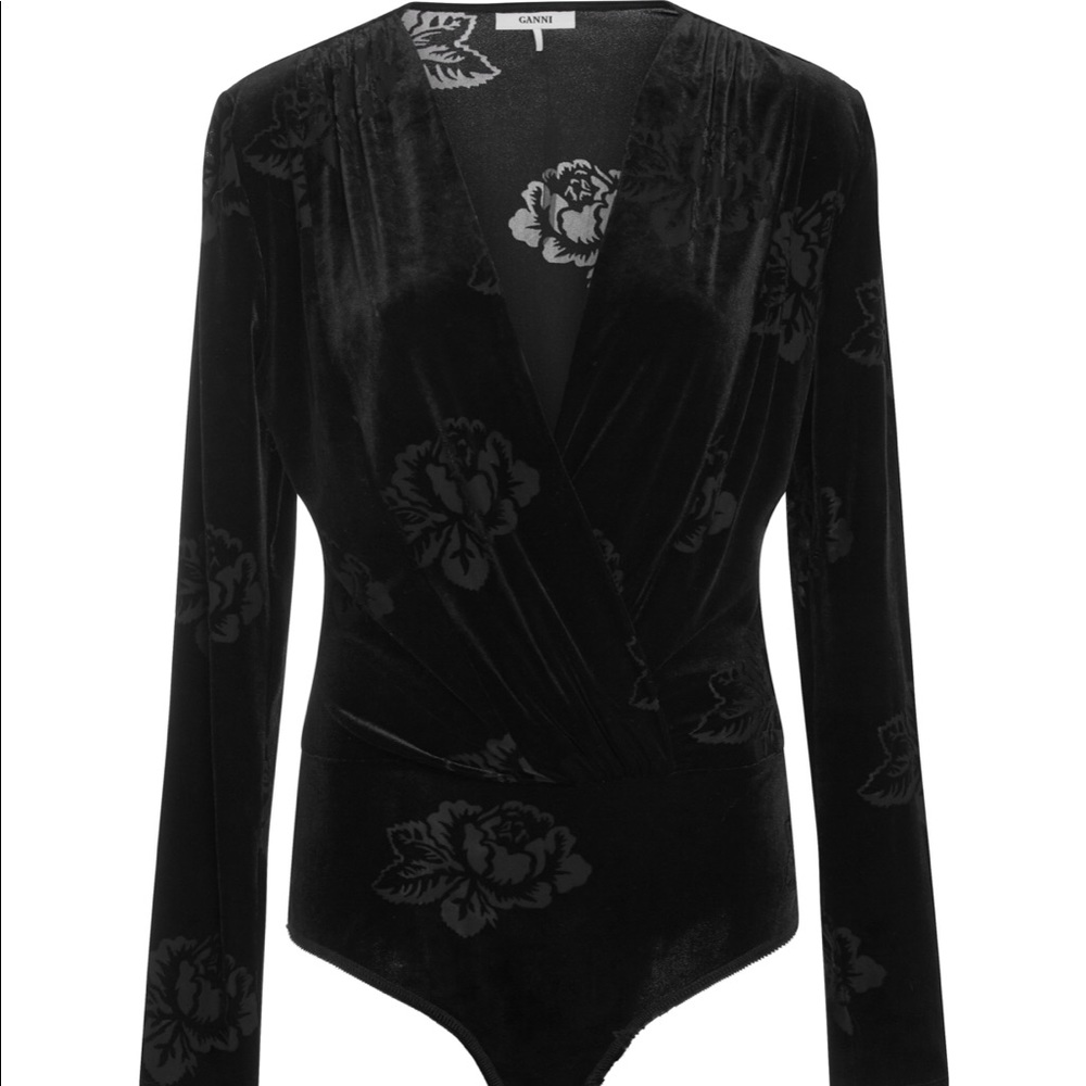 GANNI Velvet Devore Bodysuit